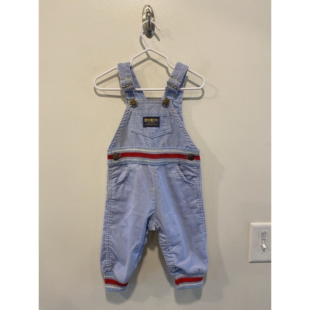 Vintage 90s Genuine Oshkosh B’gosh Overalls Corduroy Knit Cuffs 18 Months Blue